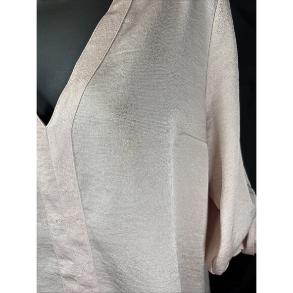 Express Crushed Satin Pink And Gold V-Neck Portofino Size M - Picture 10 of 12